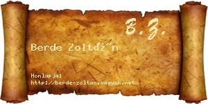Berde Zoltán névjegykártya